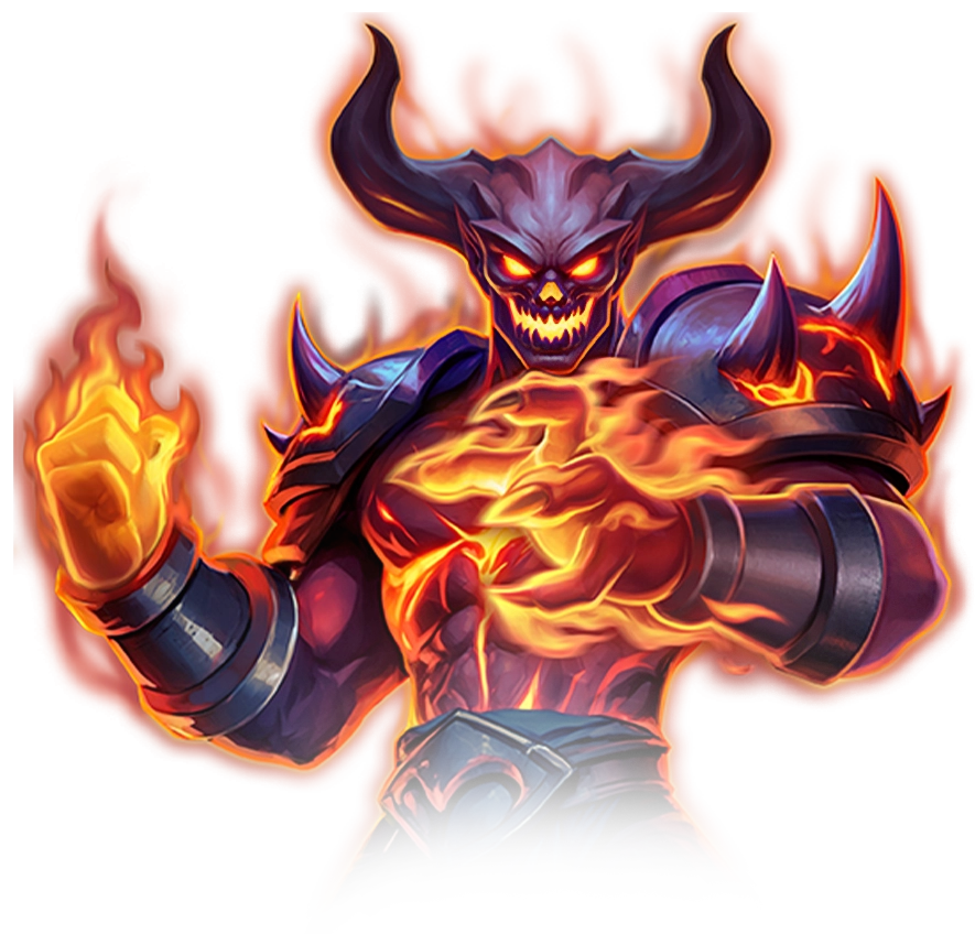 ATG古神巴風特角色半身圖，火焰能量與高波動老虎機形象